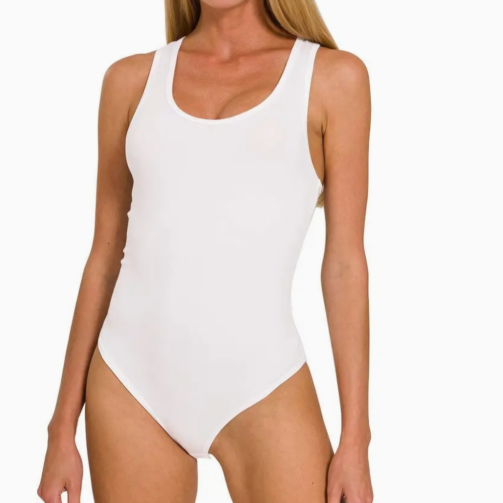 #68281 🛑S,M,XL BOHO CHIC TRENDY Premium Cotton Racer Back Tank Bodysuit